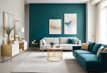 Fototapeta premium white and gold theme modern interior
