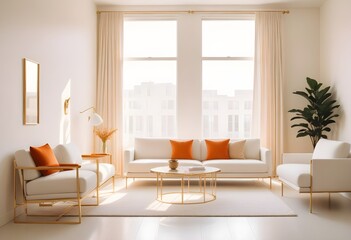 white and gold theme modern interior