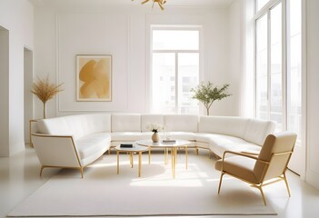 white and gold theme modern interior