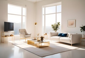 white and gold theme modern interior