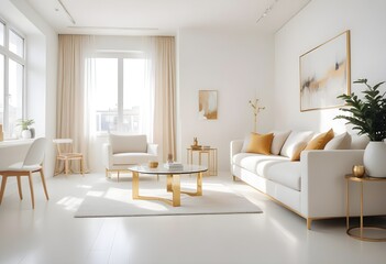 white and gold theme modern interior