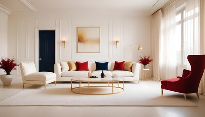 white and gold theme modern interior