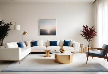 white and gold theme modern interior
