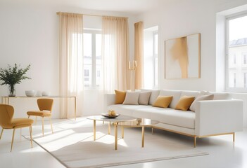 white and gold theme modern interior