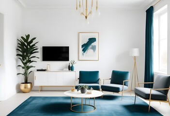 white and gold theme modern interior