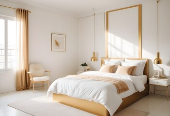 white and gold theme modern interior