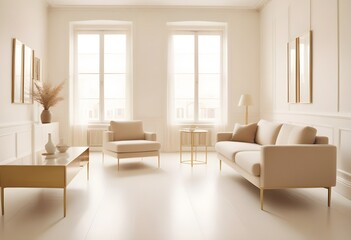 white and gold theme modern interior