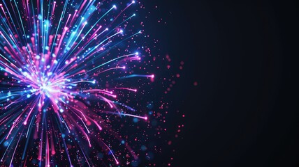 Fototapeta premium Bright colorful fireworks display against dark night sky