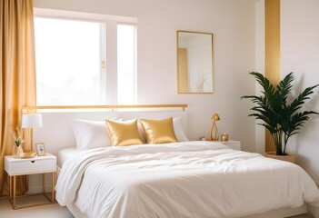 white and gold theme modern interior