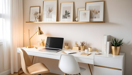 white and gold theme modern interior