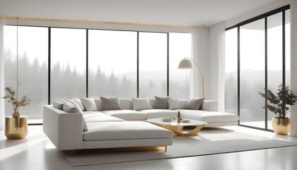 white and gold theme modern interior