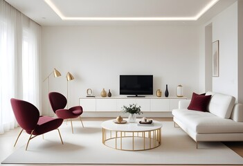 white and gold theme modern interior