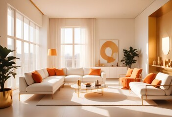 Fototapeta premium white and gold theme modern interior