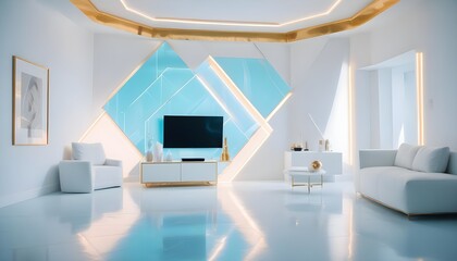 white and gold theme modern interior