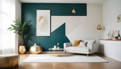 white and gold theme modern interior