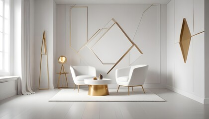 white and gold theme modern interior