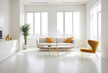 white and gold theme modern interior