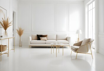 white and gold theme modern interior