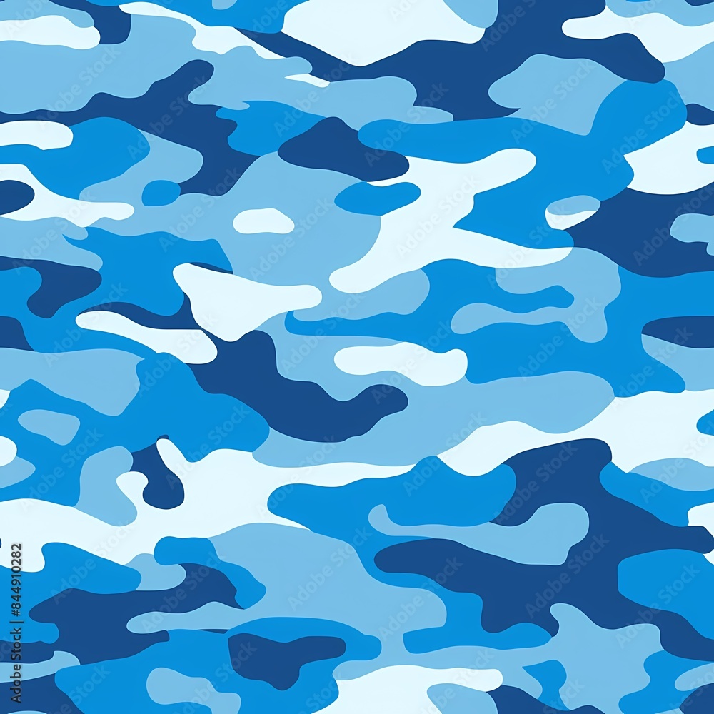 Wall mural Simple Camouflage seamless pattern in Blue. Military camouflage. illustration formats 4096 x 4096