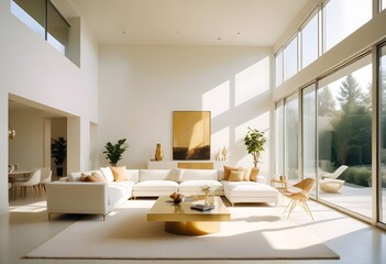 Fototapeta premium white and gold theme modern interior