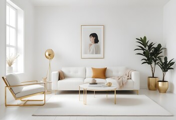 white and gold theme modern interior