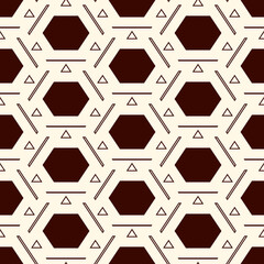 Contemporary honeycomb geometric pattern. Repeated hexagon ornament. Modern mosaic tiles background. Seamless surface abstract design. Geo wallpaper. Digital paper, textile print. Vector illustration