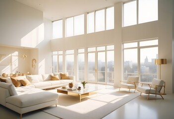 white and gold theme modern interior