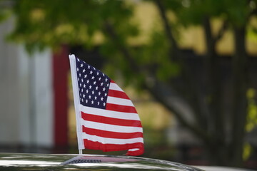 american flag on the street