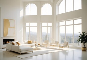 Fototapeta premium white and gold theme modern interior