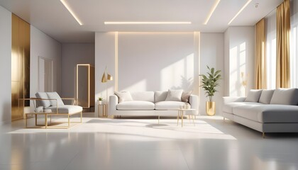 Fototapeta premium white and gold theme modern interior