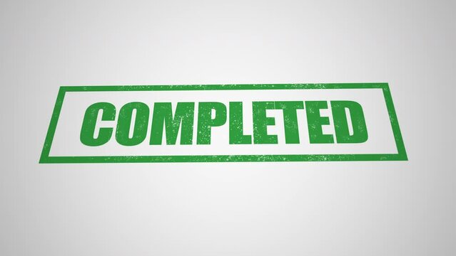 Green stamp completed business imprint animation white background