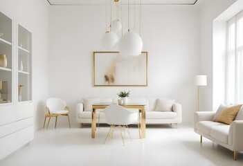 white and gold theme modern interior