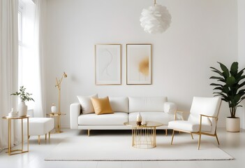 white and gold theme modern interior