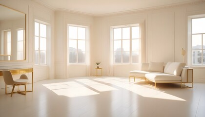 white and gold theme modern interior