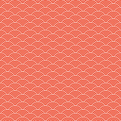 Orange seamless geometric japanese waves pattern Seigaiha-mon