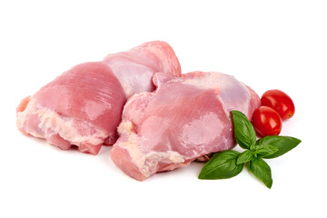 Uncooked Raw Turkey Breasts fillet steaks, isolated on a white background.