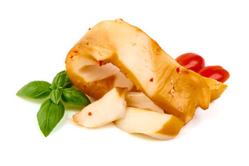 Cold smoked squid, isolated on a white background.