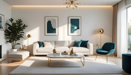 white and gold theme modern interior