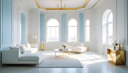 white and gold theme modern interior