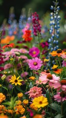 Obraz premium A vibrant summer garden full of colorful flowers