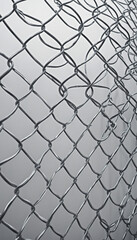 Naklejka premium Protective silver chain link fence with transparent background, ideal for security purposes