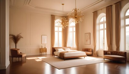 white and gold theme modern interior