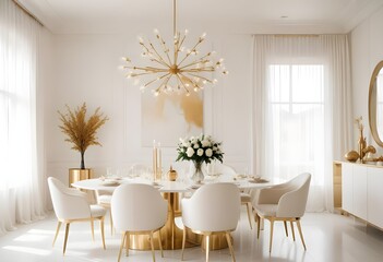 white and gold theme modern interior