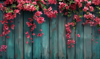 Blooming bougainvillea on a fence