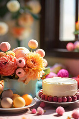 beautiful cake with flowers