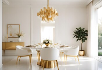 white and gold theme modern interior