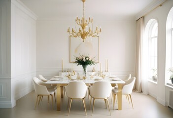 white and gold theme modern interior