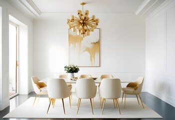 white and gold theme modern interior