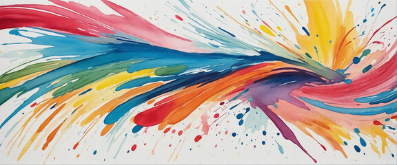 Vibrant Watercolor Brush Stroke in a Rainbow of Colors