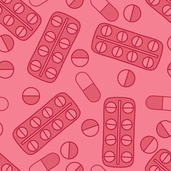 Medicine pills seamless cartoon doctors care pattern for wrapping paper